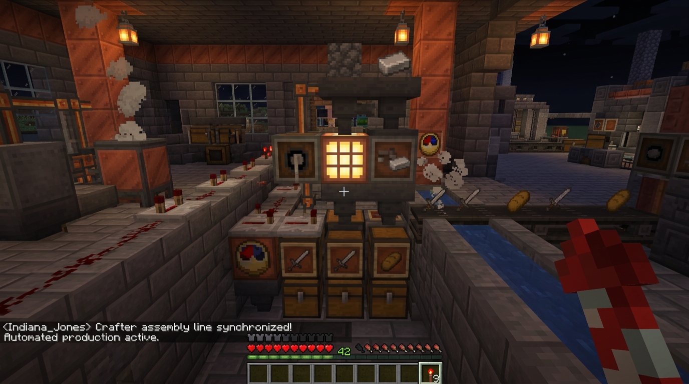 1.21 Crafter Mechanical Assembly Line simulated gameplay capture