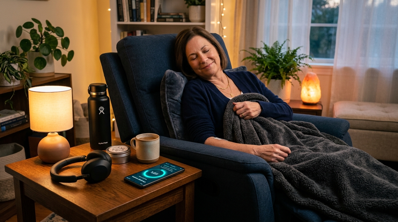 Cozy dialysis chair companion with smartphone dial