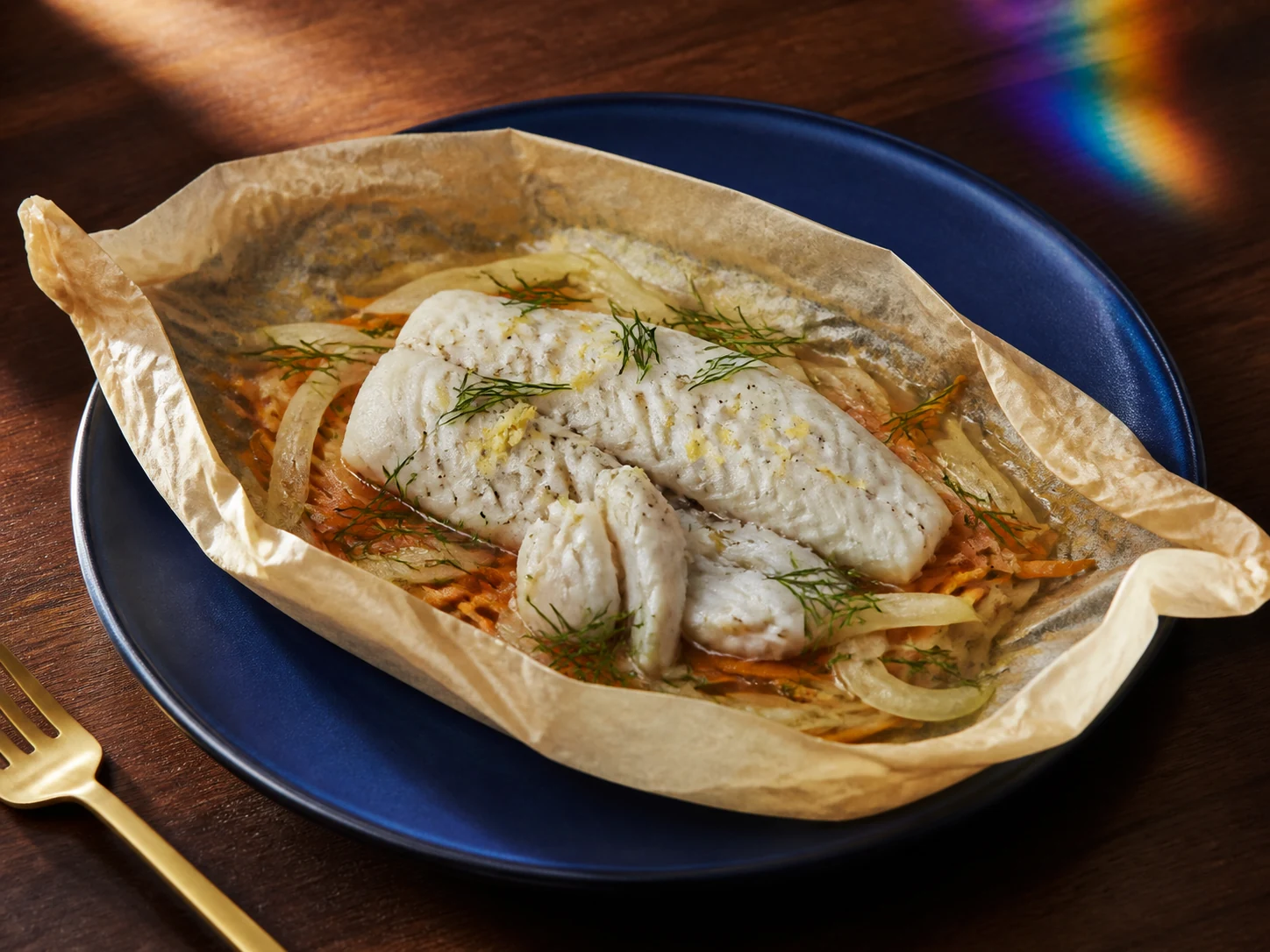 AI illustration of Lemon-Dill Cod & Fennel Parchment Parcels