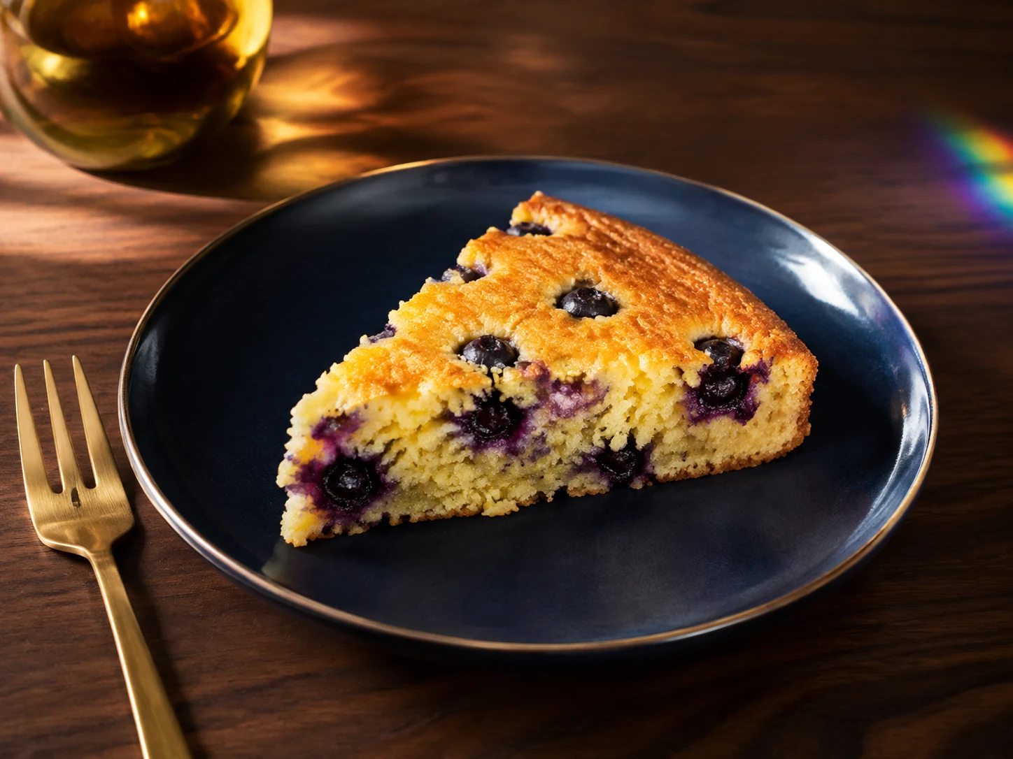 AI illustration of Blueberry-Lemon Cornmeal Skillet Cake