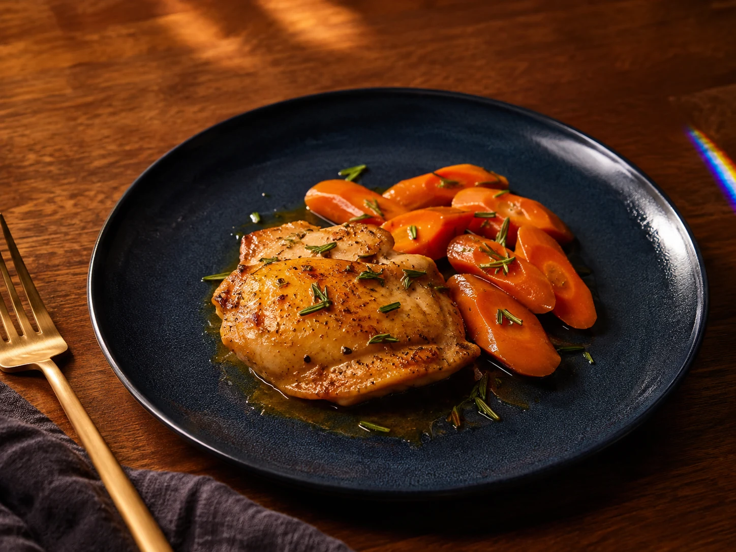AI illustration of Orange-Rosemary Chicken & Carrot Traybake