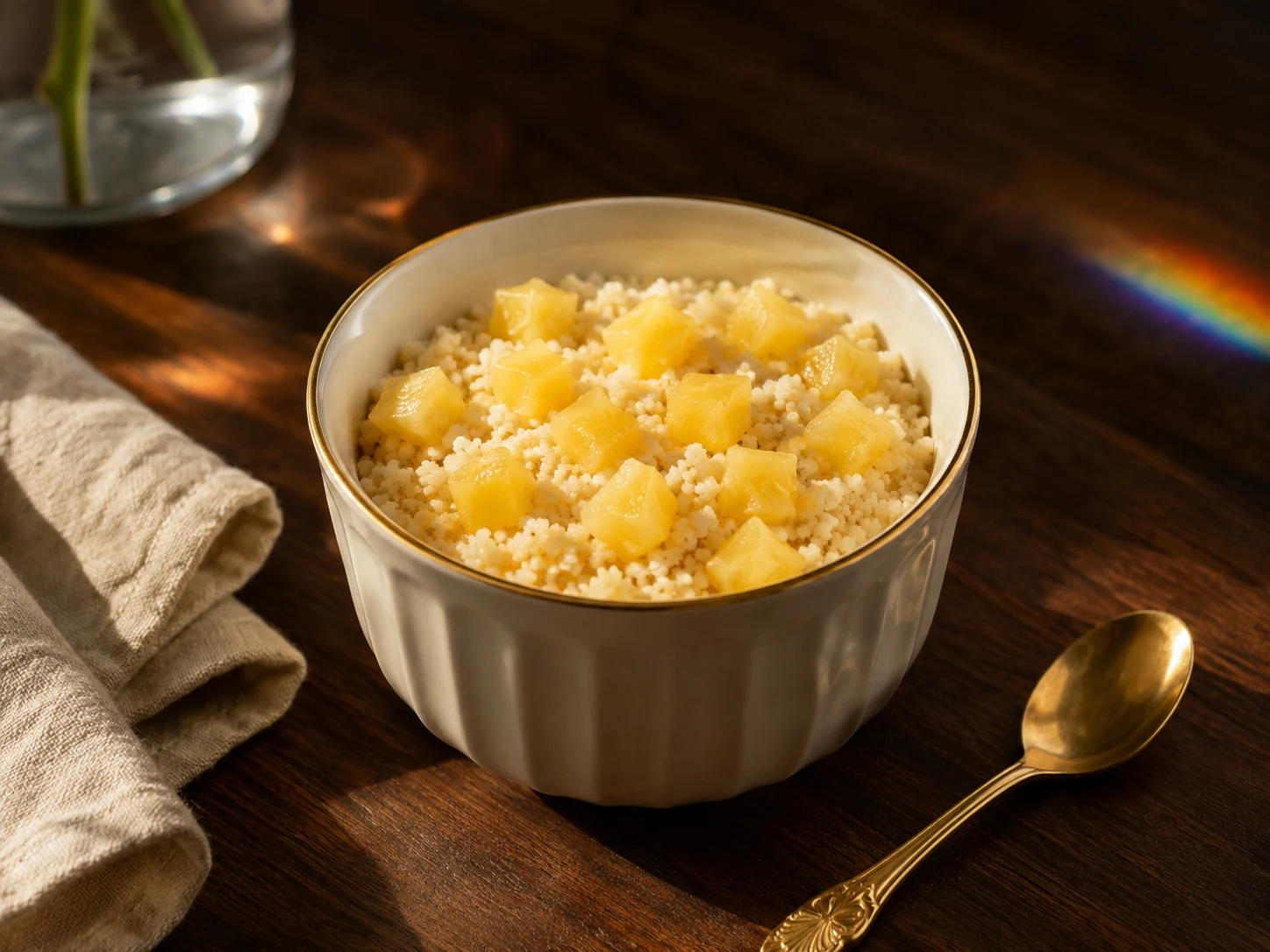 AI illustration of Warm Pineapple-Vanilla Couscous Cups