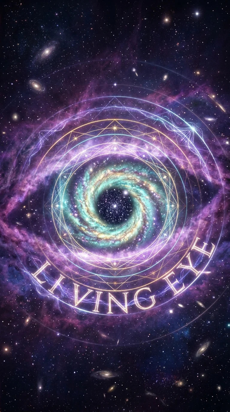 Living Eye animated phone wallpaper cover with glowing sacred geometry and cosmic eye