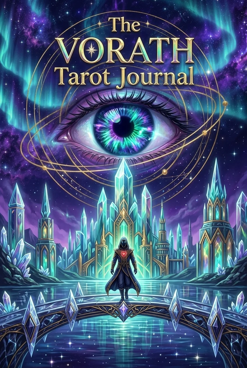 VORATH Tarot 78-Card Deck cover with gold foil Cosmic Eye and crescent moons