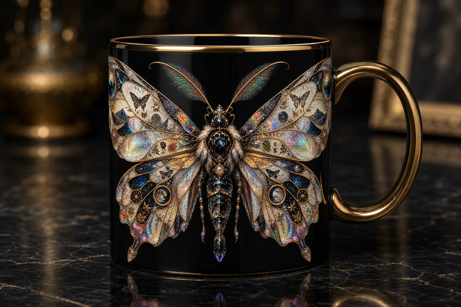 Obituary Moth Ceramic Mug concept mockup