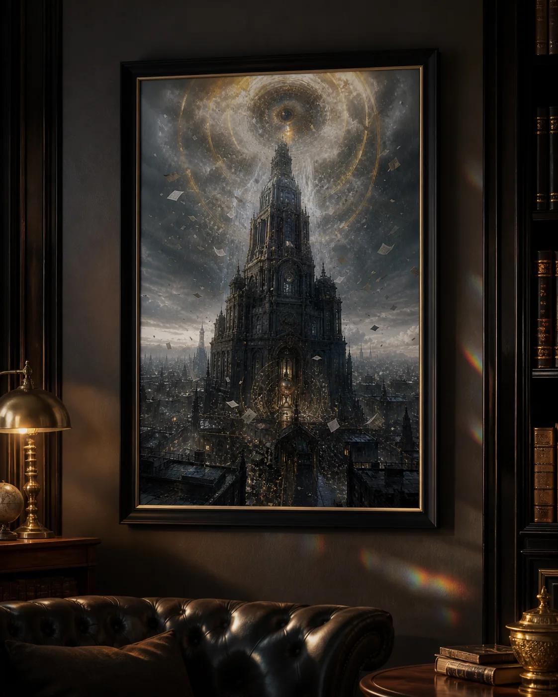 Ghost Tower Framed Print concept mockup
