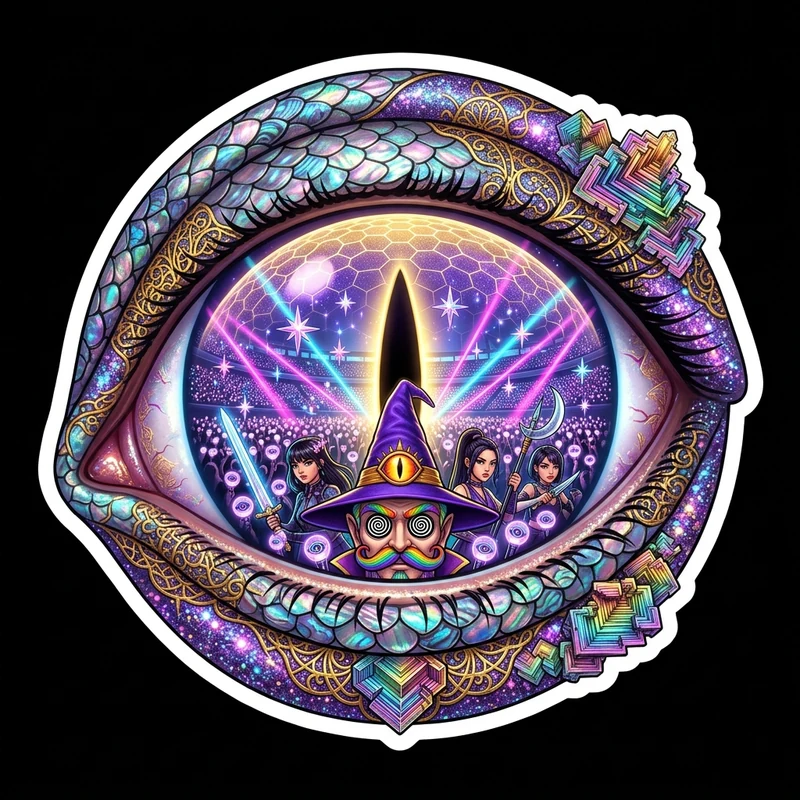 The Honmoon Starlight Idol Eye — HUNTR/X & Uncle Vorath Macro Portal Sticker & Print