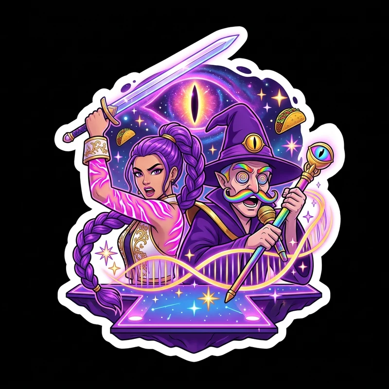 Rumi & Uncle Vorath — Starlight Saingeom & High-Note Resonance Duet Sticker & Print