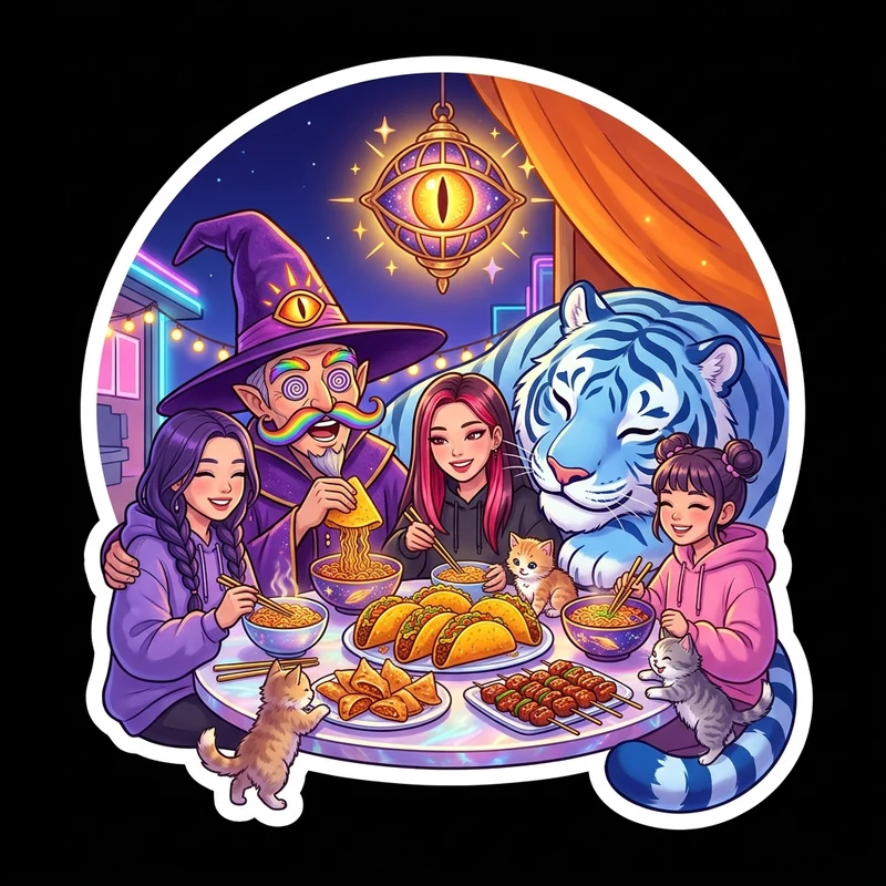 Seoul Rooftop Pojangmacha — After-Encore Cosmic Taco & Starlight Ramyeon Feast Sticker