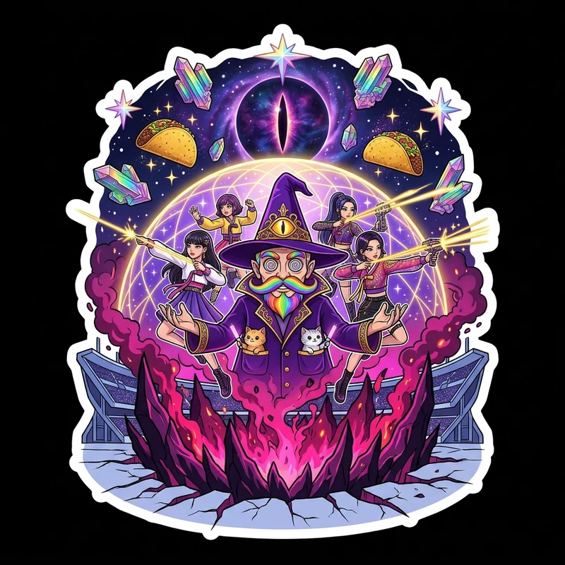 Sealing Demon King Gwi-Ma's Rift — The Golden Honmoon Acoustic Lattice Sticker & Print