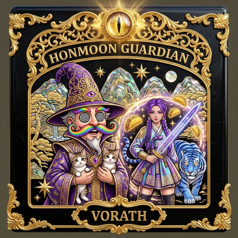 Honmoon Guardian Vorath — 24k Gold-Leaf Ilwolobongdo Collector Tarot & Photocard